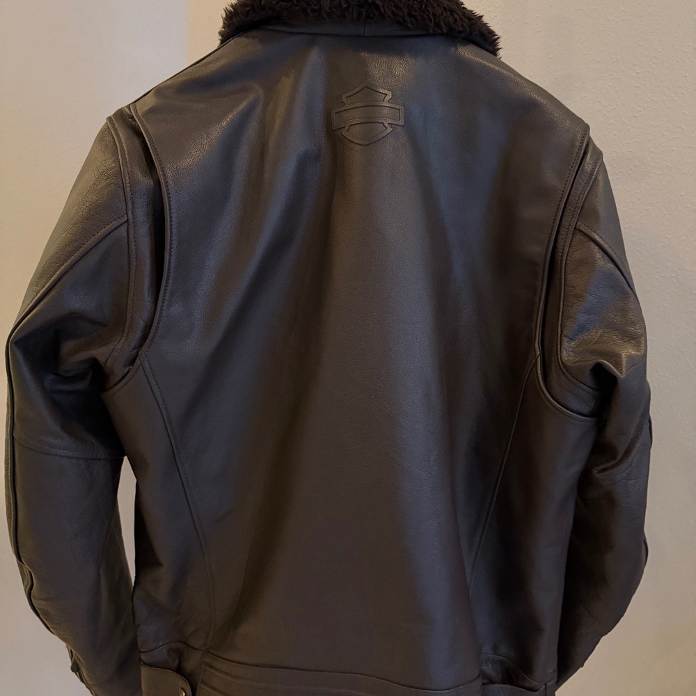 Harley-Davidson Maverick Leather Biker Jacket Brown Java Like New - Picture 3 of 5